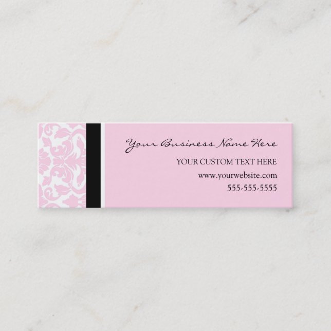 Elegante rosa Damast-Visitenkarten Mini Visitenkarte (Vorderseite)