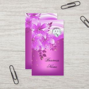 Elegante rosa Diamantblume Visitenkarte