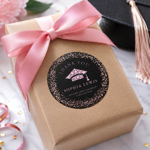 Elegante rosa Diamanten-Abschluss Dankeschön Runder Aufkleber