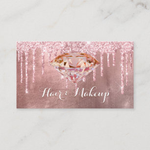 Elegante Rosa Diamond Glitzer Tropfen Schönheitsin Visitenkarte