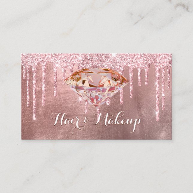 Elegante Rosa Diamond Glitzer Tropfen Schönheitsin Visitenkarte (Vorderseite)