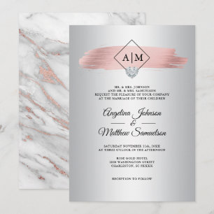Elegante Rosa Dusty Rose Gold Marmor Silberne Hoch Einladung