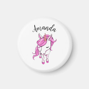 Elegante Rosa Einhorn Girl Name Magnet
