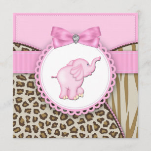 Elegante Rosa Elefant Baby Girl Dusche Einladung