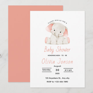 Elegante rosa Elefant-Baby-Shower-Einladung Einladung