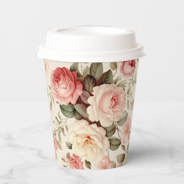 Elegante, rosa englische Rose Pappbecher