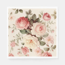 Elegante, rosa englische Rose Serviette