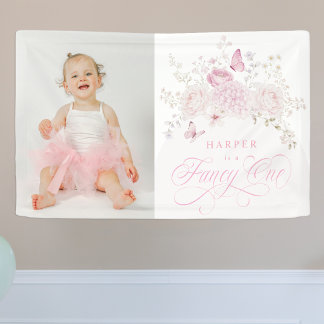 Elegante rosa fancy erste Geburtstagsfeier Banner