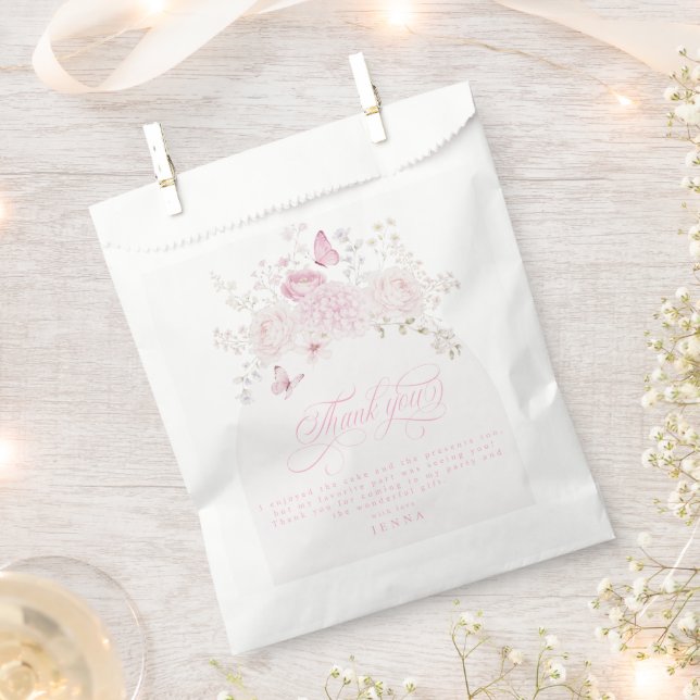 Elegante rosa fancy erste Geburtstagsfeier Geschenktütchen (Ausgeschnitten)