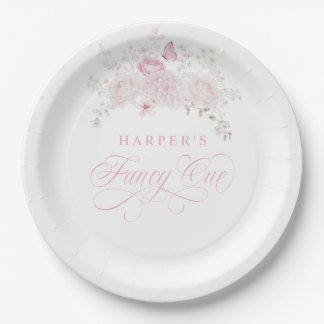 Elegante rosa fancy erste Geburtstagsfeier Pappteller
