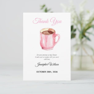 Elegante rosa Farbe Kaffee-Baby-Party Dankeskarte
