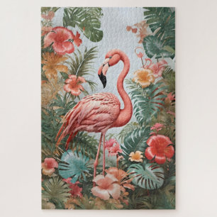 Elegante rosa Flamingo Bird und tropische Blume