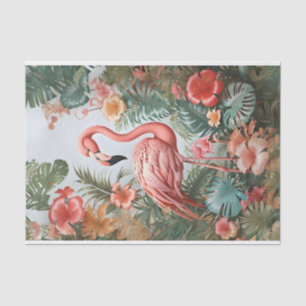 Elegante rosa Flamingo Bird und tropische Blume Seidenpapier