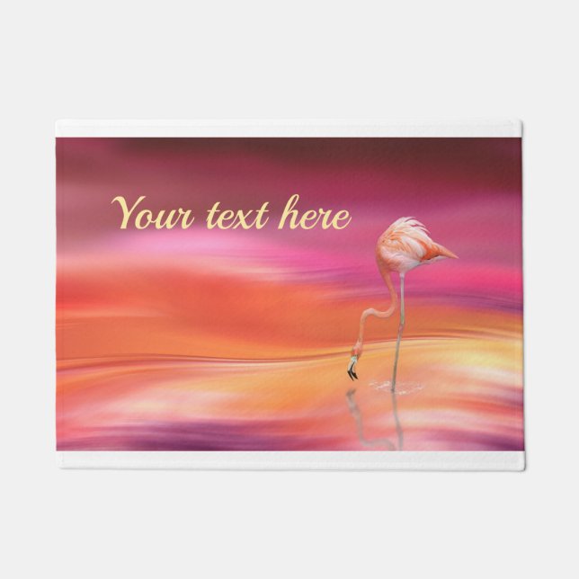Elegante rosa Flamingo Surreal Pastelle personalis Fußmatte (Vorderseite)