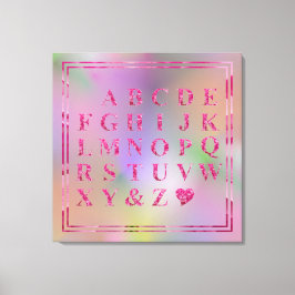 Elegante Rosa Flora Alphabet Herzenslust Rainbow A Leinwanddruck