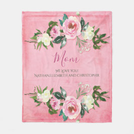 Elegante Rosa Flora Mama Fleecedecke