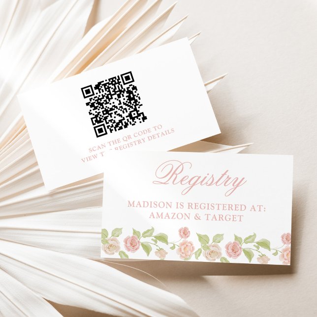 Elegante Rosa Floral Baby Shower Registry Begleitkarte (Von Creator hochgeladen)