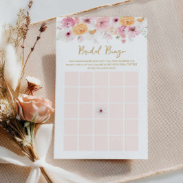 Elegante rosa Floral Bridal Bingo Game Card