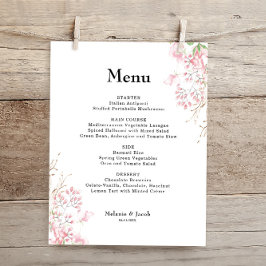 Elegante Rosa Floral Flat Menu Card