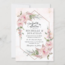 Elegante Rosa Floral Gold Frame Bibel Verse Hochze