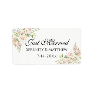 Elegante rosa Floral-Just-Married-Hochzeit Adressaufkleber