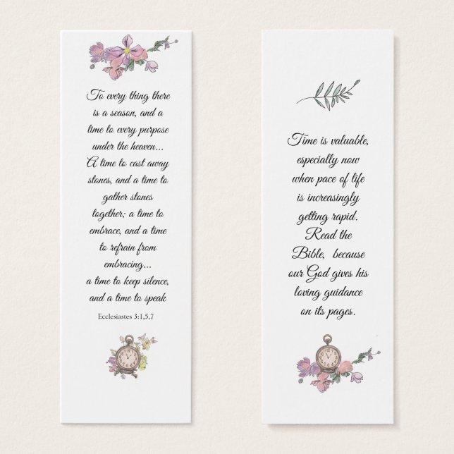 Elegante rosa Floral Religiöse Bibelweisheit (Vorne & Hinten)