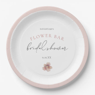 Elegante rosa florale Blumenbar Brautparty Pappteller