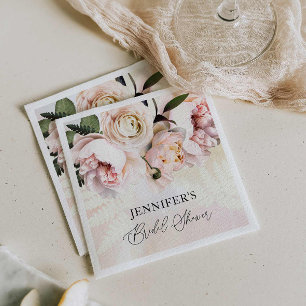 Elegante rosa florale Brautparty-Papier Serviette