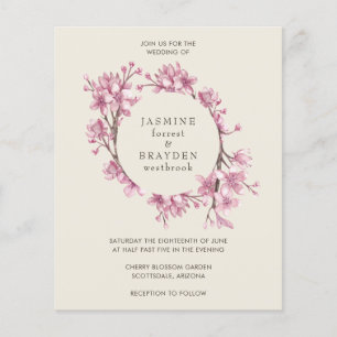 Elegante rosa florale Budget-Hochzeitseinladung