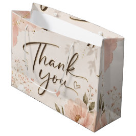 Elegante rosa Florale Dankeschön-Geschenktasche Große Geschenktüte