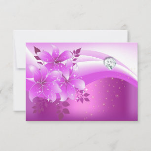 Elegante rosa florale Diamant Schmuck-Party RSVP Karte
