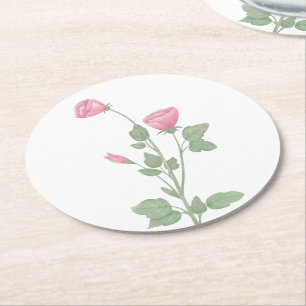 Elegante rosa florale Gartenhochzeitsfeier Runder Pappuntersetzer