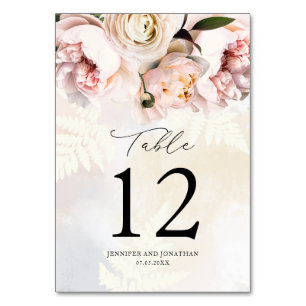 Elegante Rosa Florale Hochzeit Tischnummer
