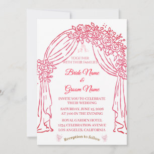 Elegante rosa florale Hochzeits-Einladung Einladung