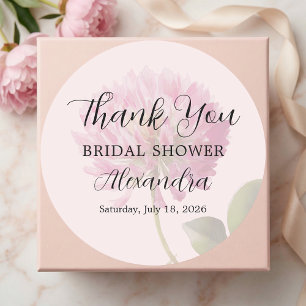 Elegante Rosa Florale Hochzeitsdusche Danke Runder Aufkleber