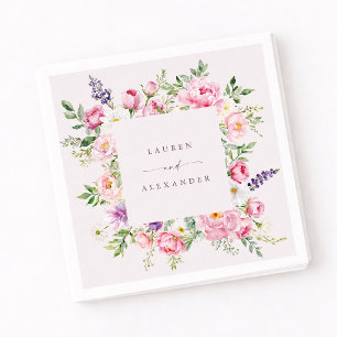 Elegante rosa florale Hochzeitsservietten Serviette