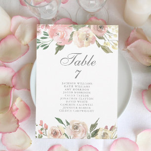 Elegante rosa Florale Hochzeitstischkarte Einladung