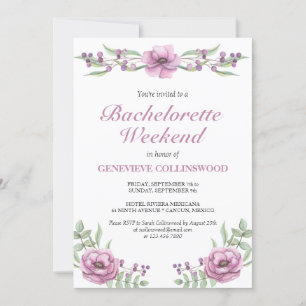 Elegante rosa florale Junggesellinnen-Abschieds-Wo Einladung