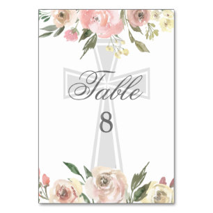 Elegante rosa florale Konfirmationsparty individue Tischnummer
