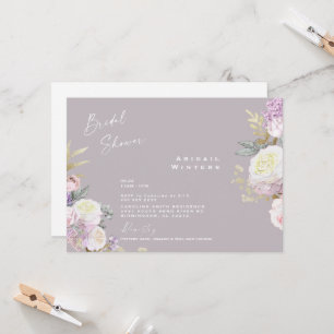 Elegante rosa florale Lavendel-Brautparty Einladung