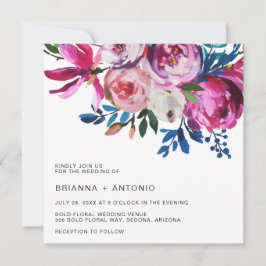 Elegante rosa florale Moderne Hochzeit Einladung