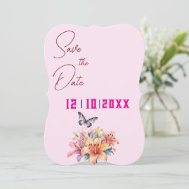 Elegante rosa, florale Save the Date Karte