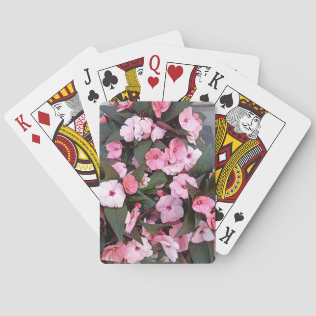 Elegante rosa florale Spielkarten (Rückseite)