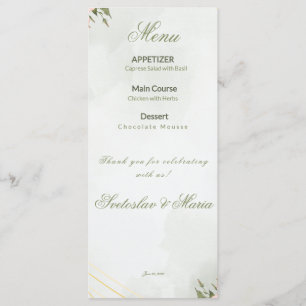 Elegante rosa florale und goldene geometrische Hoc Menükarte