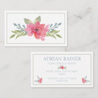Elegante rosa florale Visitenkarte Wasserfarben