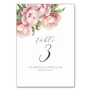 Elegante Rosa Florale Wasserfarbe Weiße Hochzeit Tischnummer