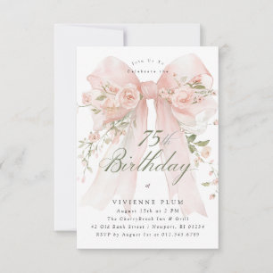 Elegante rosa florale zum 75. Geburtstag Einladung