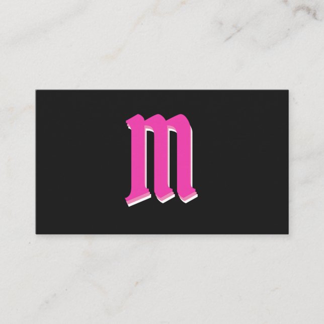 Elegante rosa Formen auf schwarzem Monogramm-3D-Ef Visitenkarte (Vorderseite)