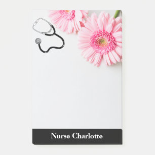 Elegante rosa Gänseblümchen Krankenschwester Post-it Klebezettel
