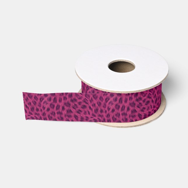 Elegante rosa Geetah Animal Print Ripsband (Spule)